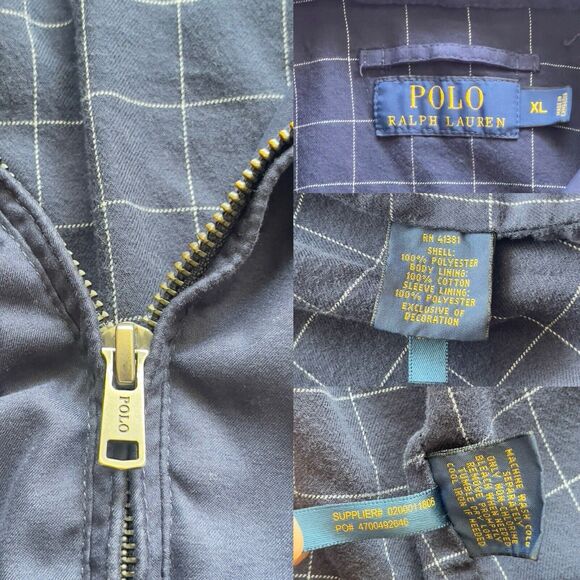 Vintage Polo Ralph Lauren Bi-Swing Bomber Jacket Full Zip Navy Blue Men XL - Picture 6 of 11